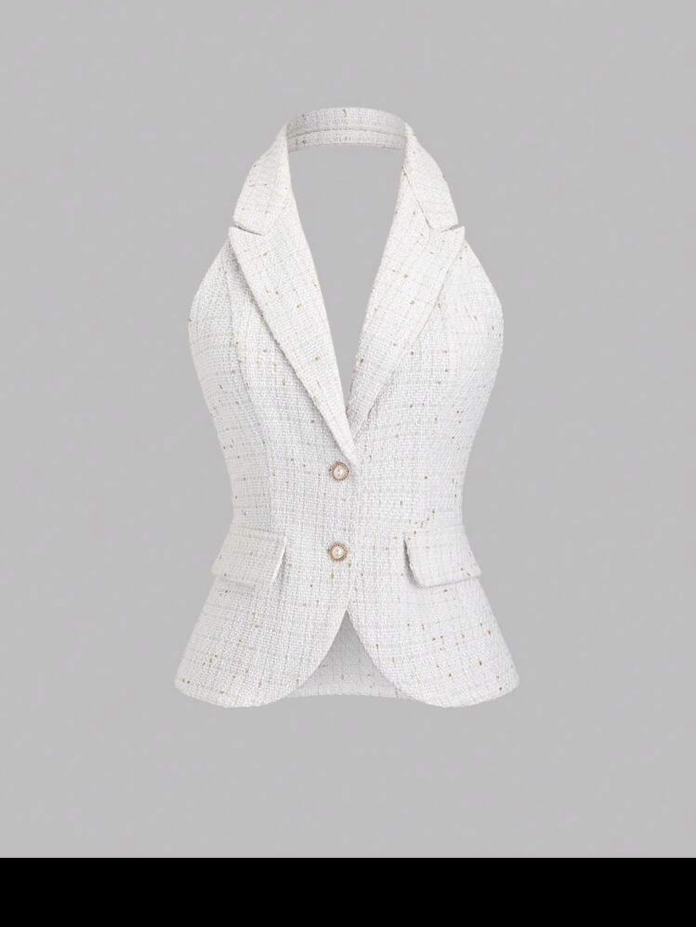 White Tweed Halter Blazer Vest